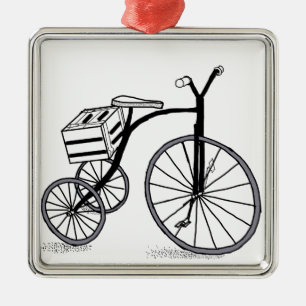 Bike on 3 wheels metal ornament