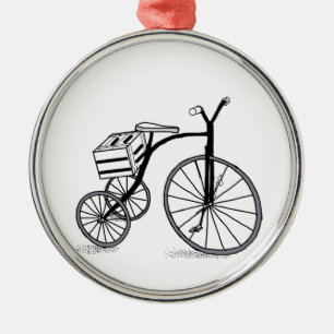 Bike on 3 wheels metal ornament