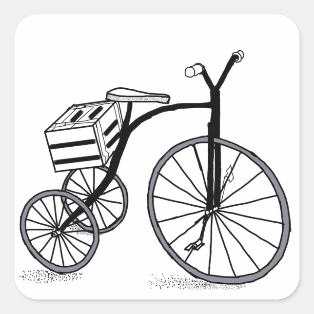Bike on 3 wheels square sticker (Front)