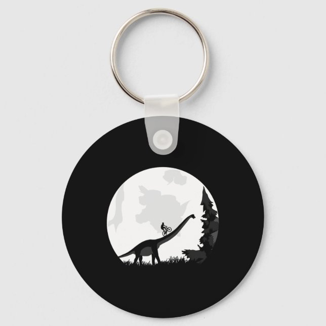 Bike On A Dinosaur Moon Silhouette Mtb Mountain Bi Keychain (Front)
