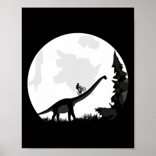 Bike On A Dinosaur Moon Silhouette Mtb Mountain Bi Poster