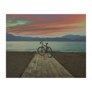 Bike On Pier   Greece Wood Wall Art