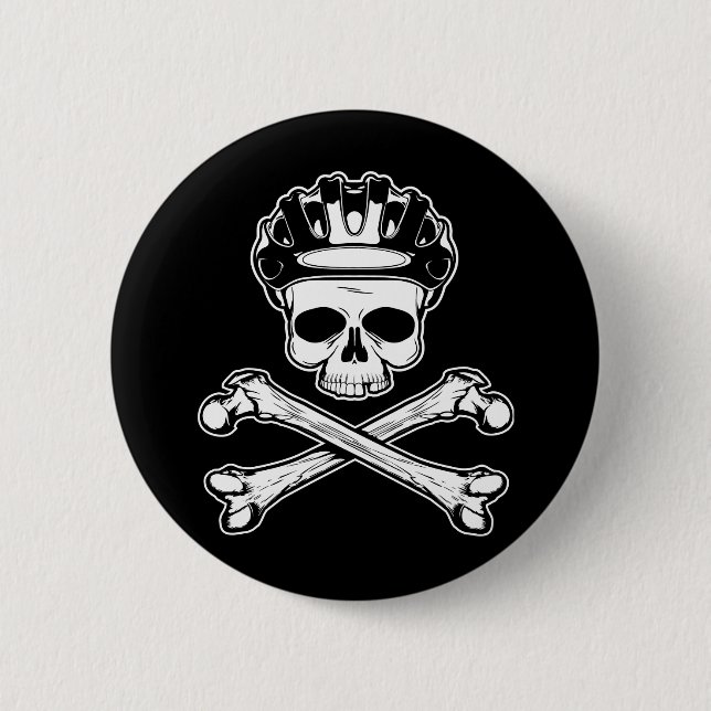 Bike or Die - Bike and Crossbones Pinback Button (Front)