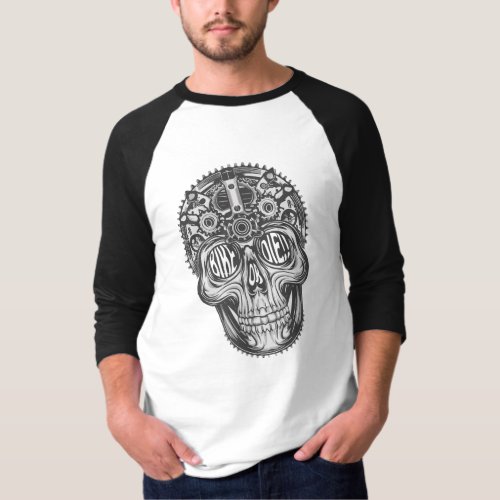 Bike or Die Biking Skull _ 34 sleeve t_shirt