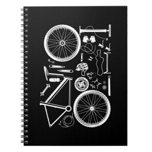 Bike Parts Downhill Rider Mountainbike MTB Cycling Notebook