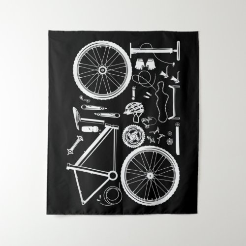 Bike Parts Downhill Rider Mountainbike MTB Cycling Tapestry