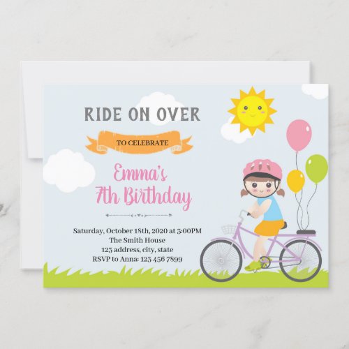 Bike Party Girl Invitation