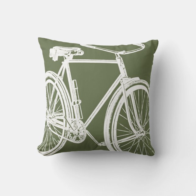 Bike Pillow Olive Green White (Front)