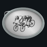 Bike Race Belt Buckle<br><div class="desc">Two bike riders racing</div>