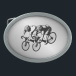 Bike Race Belt Buckle<br><div class="desc">Two bike riders racing</div>