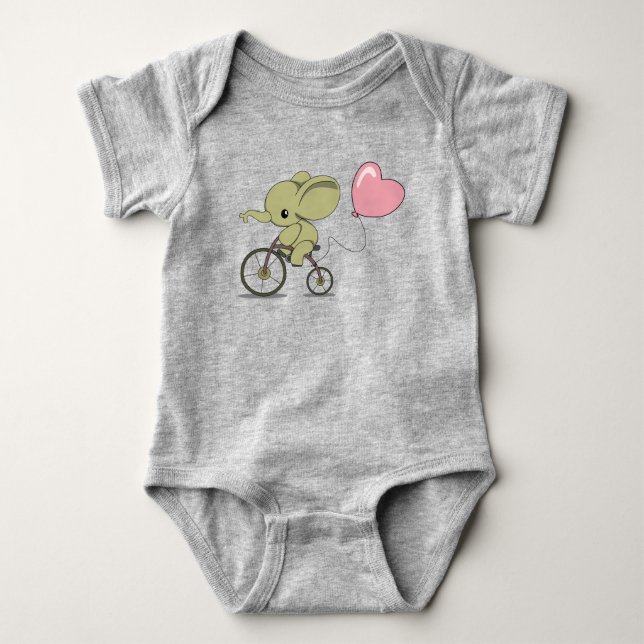 Bike Rider Elephant Baby Bodysuit (Front)