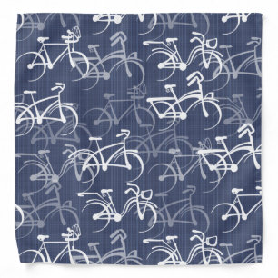 Bike Riding Pattern Medium Warm Blue Bandana