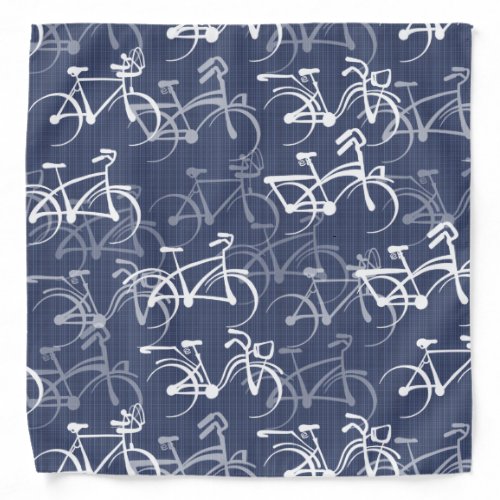 Bike Riding Pattern  Medium Warm Blue Bandana