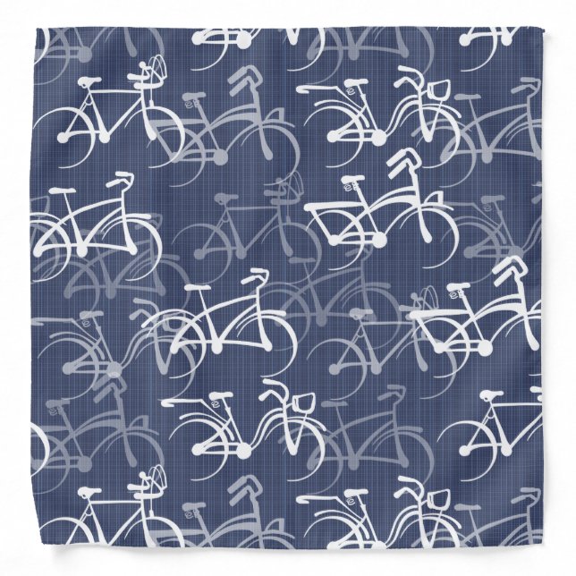 Bike Riding Pattern | Medium Warm Blue Bandana (Front)
