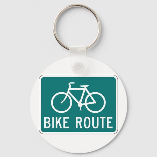 Bike Route Sign Bicycle Keychain