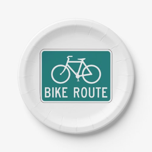 Bike Route Sign Bicycle Paper Plates