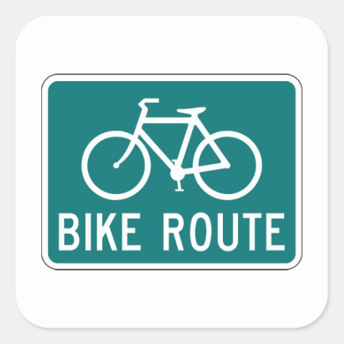 Bike Route Sign Bicycle Square Sticker