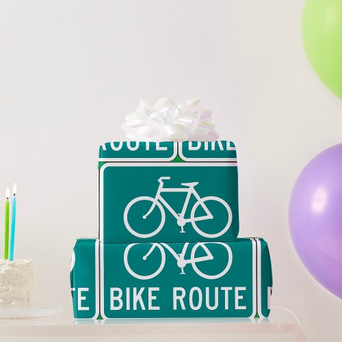 Bike Route Sign Bicycle Wrapping Paper