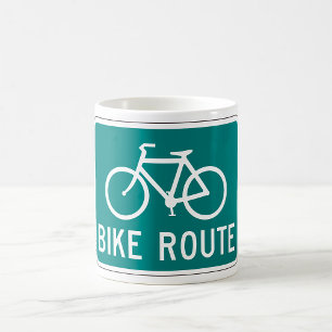 Bike Route Sign Cycling Path Bicycle Trail Coffee Mug