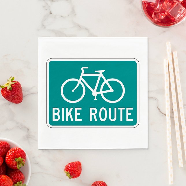 Bike Route Sign Cycling Path Bicycle Trail  Napkins (Creator Uploaded)