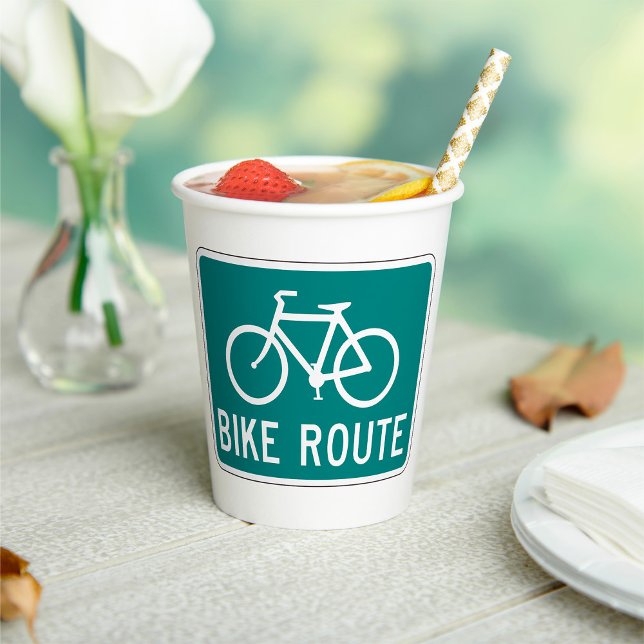Bike Route Sign Cycling Path Bicycle Trail  Paper Cups (Creator Uploaded)