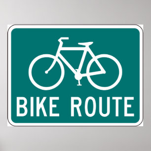 Bike Route Sign Cycling Path Bicycle Trail Poster