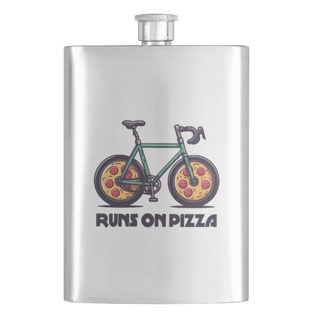 Bike Runs On Pizza Flask (Front)