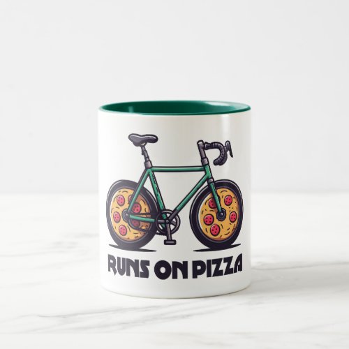 Bike Runs On Pizza Two_Tone Coffee Mug