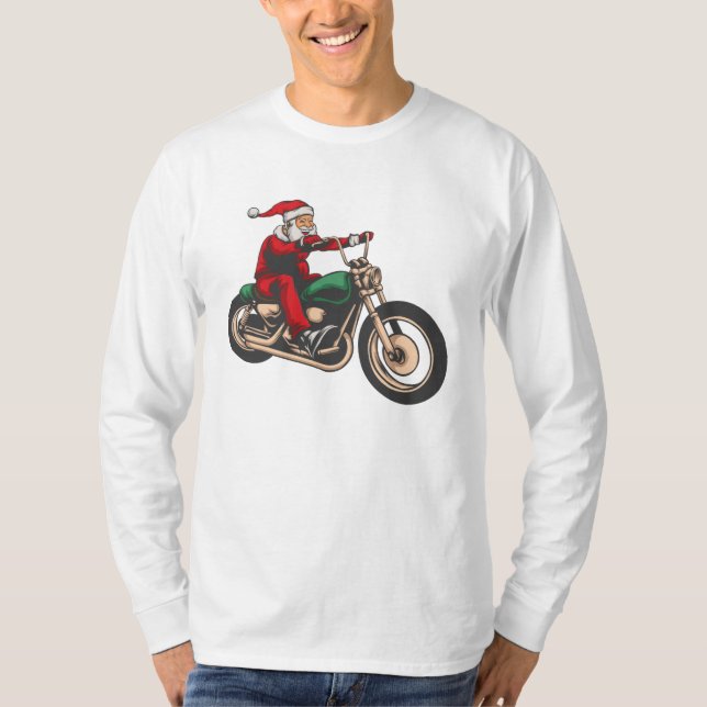 Bike Santa Christmas Motorcycle Rider T-Shirt (Front)
