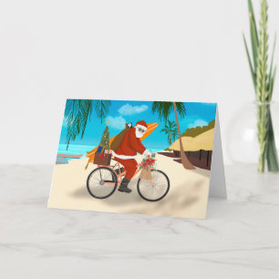 Bike Santa Tropical Island Summer Holiday Card