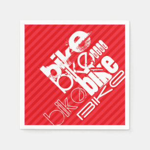 Bike; Scarlet Red Stripes. Paper Napkins