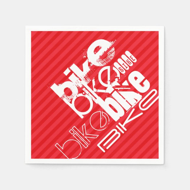 Bike; Scarlet Red Stripes. Paper Napkins (Front)