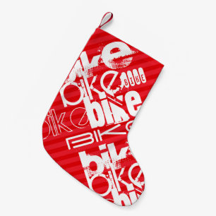 Bike; Scarlet Red Stripes. Small Christmas Stocking
