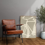 Bike Silhouette in Cream Taupe Beige Framed Art