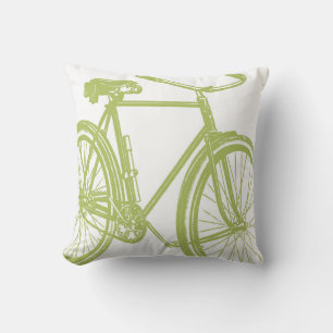 Bike Silhouette Pillow in Apple Green on White