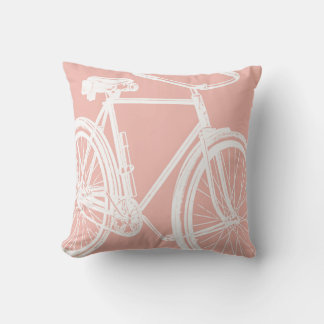 Bike Silhouette Pillow in White on Baby Pink 