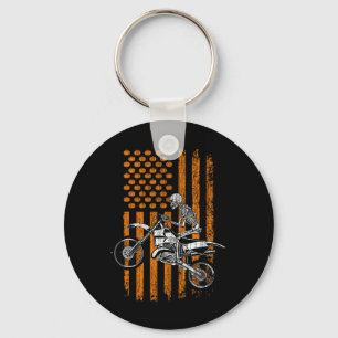 Bike Skeleton Halloween Men Boys Dirt Bike Fan Tee Keychain