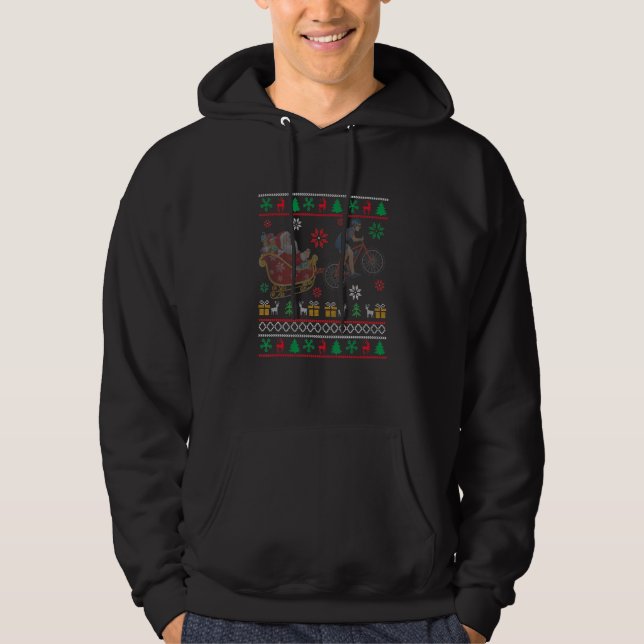 Bike Sledding Santa Sleigh Christmas road cycling  Hoodie (Front)