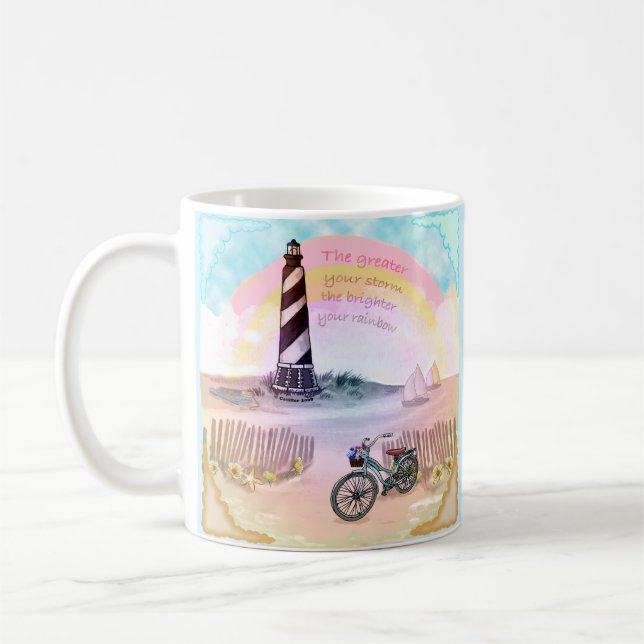 Bike Stormy Lighthouse  Coffee Mug (Left)