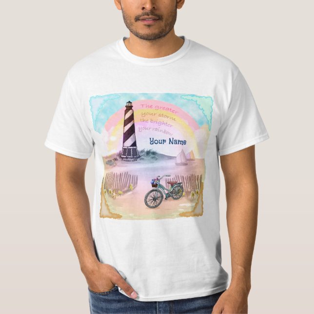 Bike Stormy Lighthouse  T-Shirt (Front)