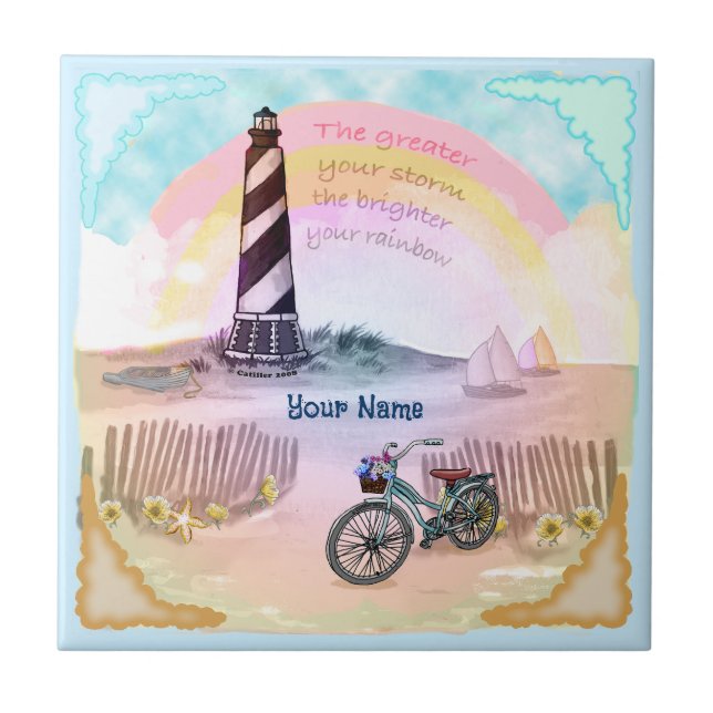 Bike Stormy Lighthouse tile (Front)