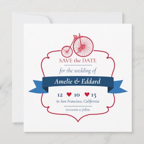 Bike Theme Save the Date Elegant Invitation