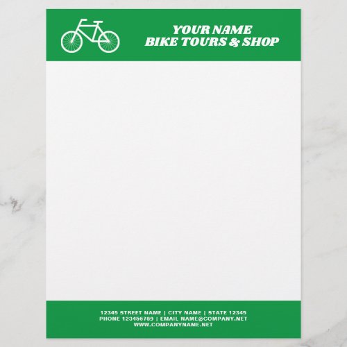 Bike tour business letterhead with bicycle logo