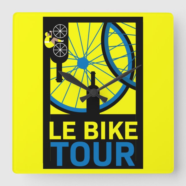 Bike Touring Art Square Wall Clock (Front)