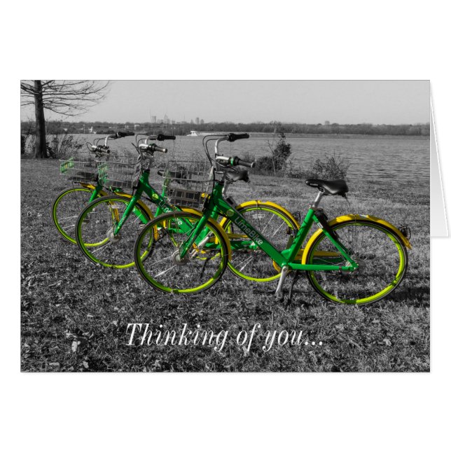 Bike Triplets Select Color Thinking Of You Card (Front Horizontal)