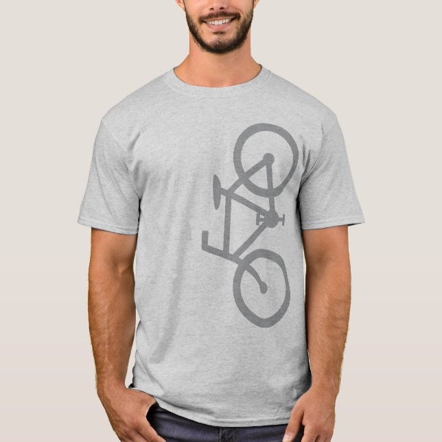 Bike, Vertical Silhouette, Gray Design T-Shirt (Front)