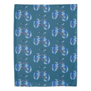 Bike Watercolor Art Duvet Cover