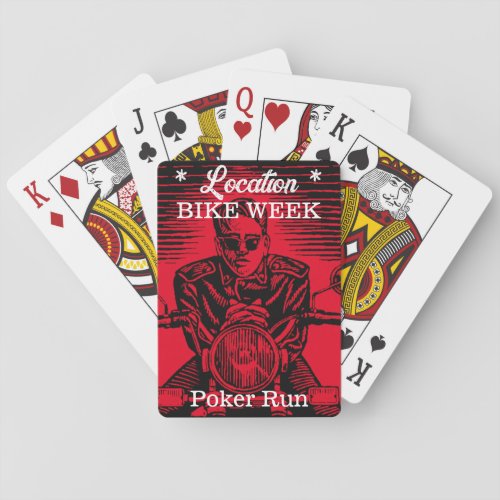 Bike Week Poker Run Customizable Town Vintage Look Playing Cards