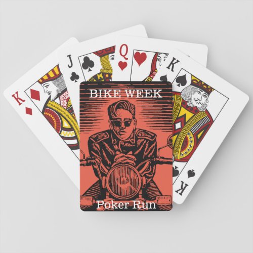 Bike Week Poker Run Customizable Vintage Look Poker Cards