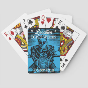 Bike Week Poker Run Customize Event Vintage Blue Cards